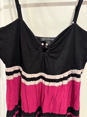 INC International Concepts Black and Fuchsia Striped Sundress